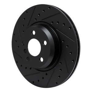 BMW 430i xDrive Gran Coupe Brake Rotor (1) - Front Left - R1 Concepts - Drilled & Slotted - Black - `18-`25